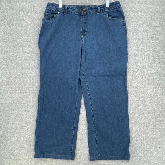 Women Within Jeans Womens 18W Plus Blue Denim Straight Leg 5 Pocket Cotton - Picture 1 of 12